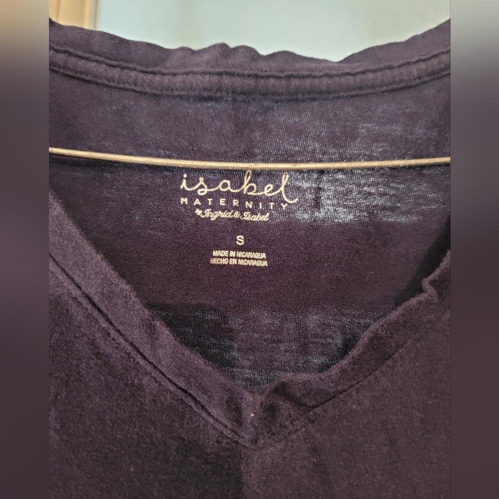 🔴 Isabel Maternity Blue SS V neck Tee with Rouch Small - Picture 3 of 5